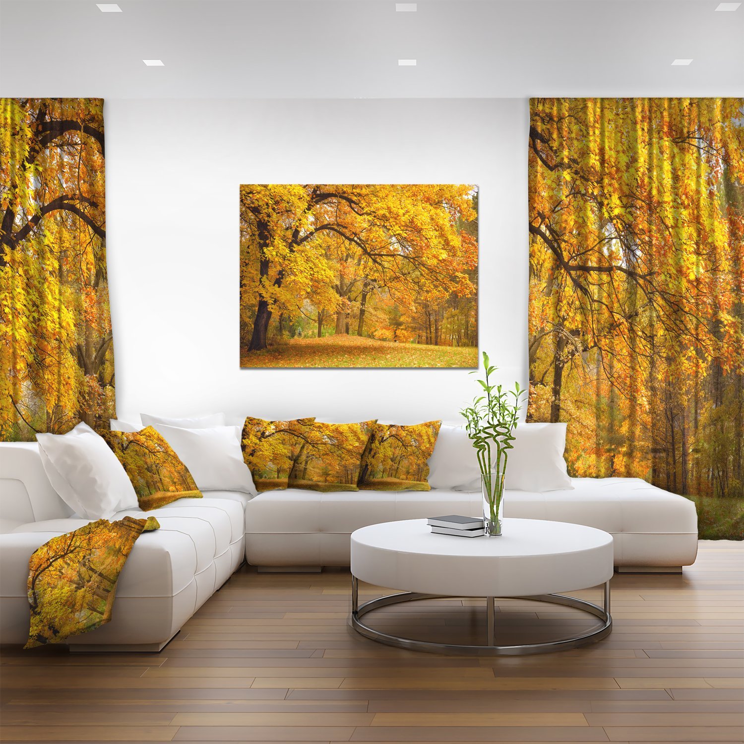 Golden Autumn Forest Landscape Photography Canvas Print - Stunning Nature Wall Art for Living Room, Bedroom & Office Decor