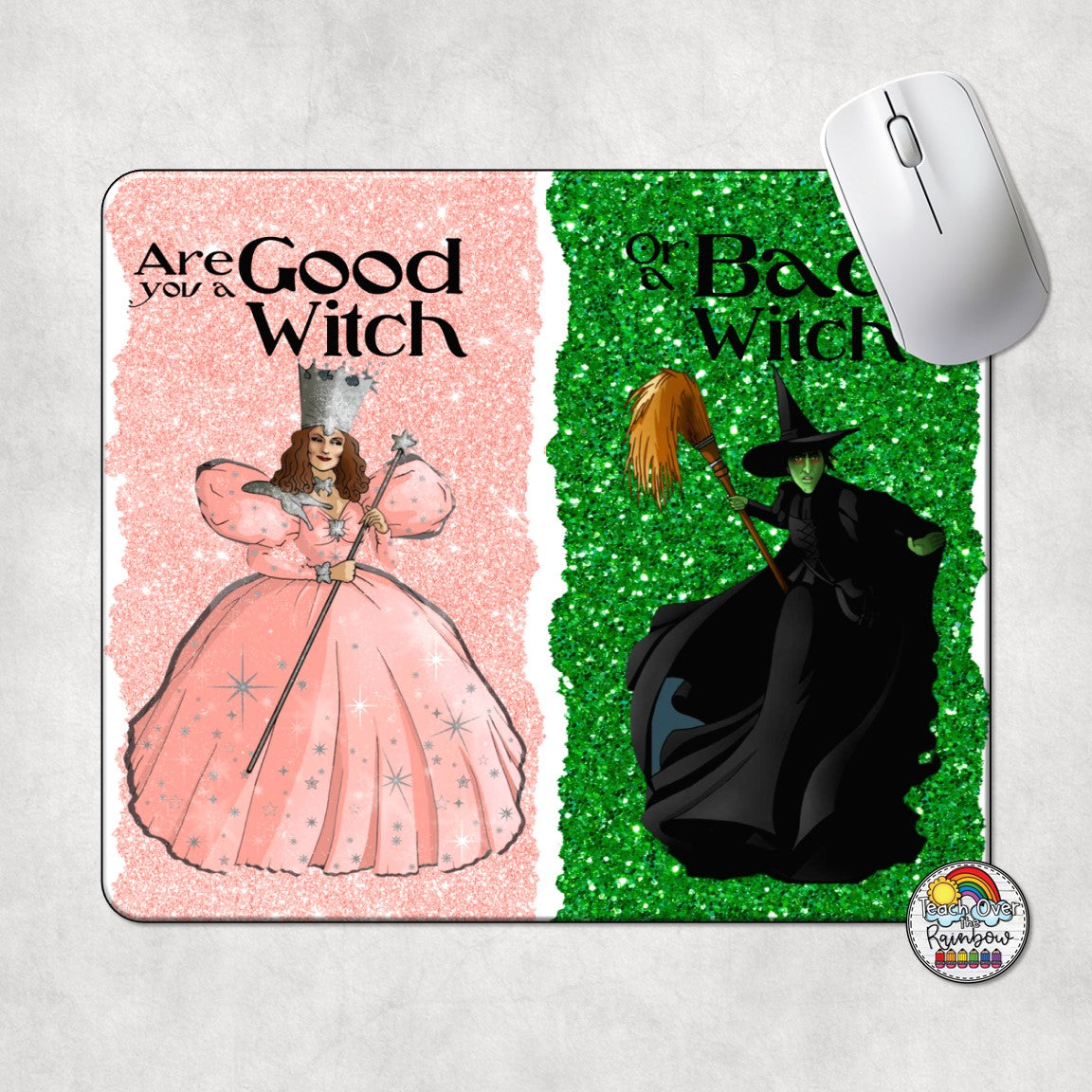 Good Witch Bad Witch Mouse Pad - Non-Slip Gaming Mouse Mat with Unique Design for Office & Home Computer Use