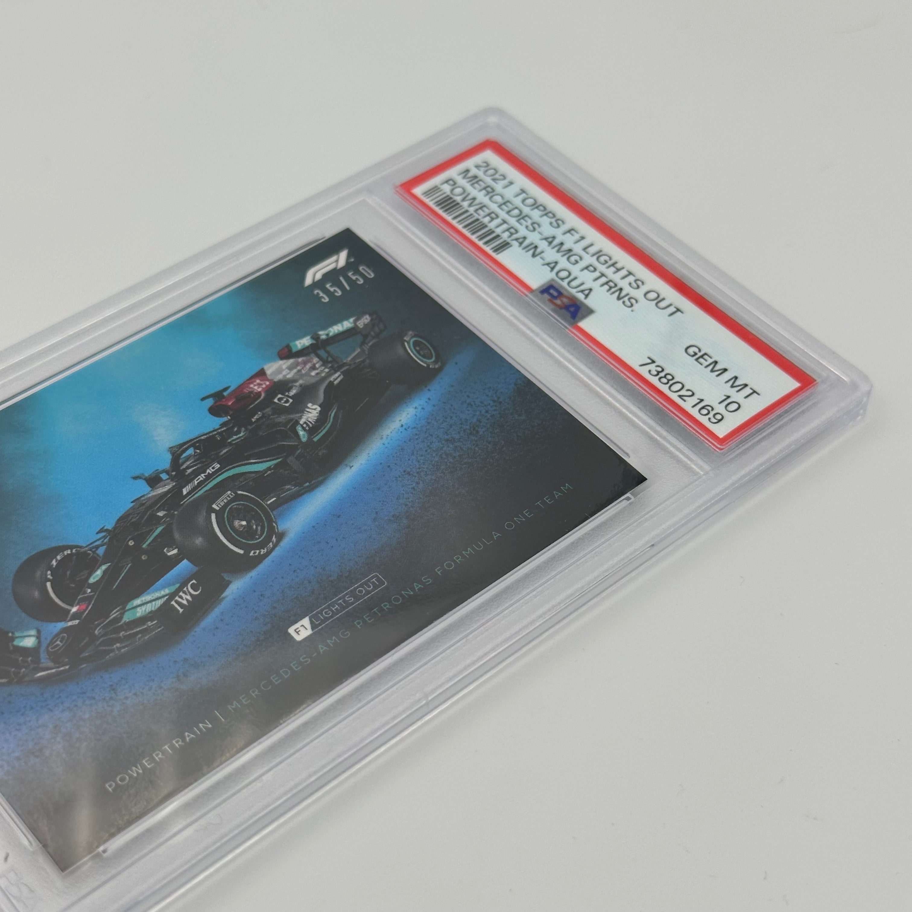 PSA 10 Graded 35/50 Mercedes AMG Petronas F1 Team PowerTrain Aqua Trading Card - Perfect for F1 Collectors, Sports Memorabilia Enthusiasts & Investment Collectibles