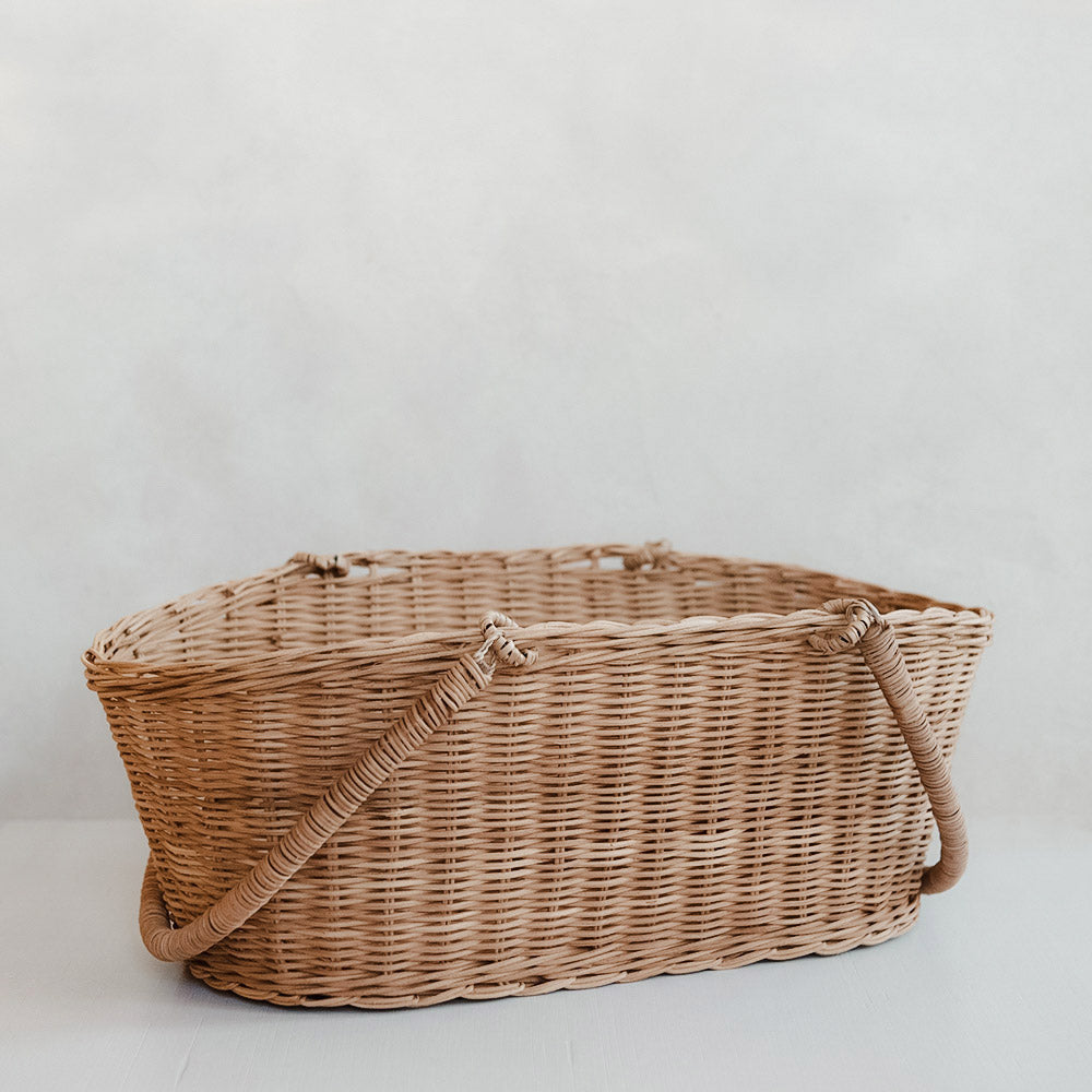 Natural Rose Rattan Basket - Handwoven Storage Organizer for Home Decor, Picnic, Laundry & Gift Giving | Eco-Friendly & Stylish