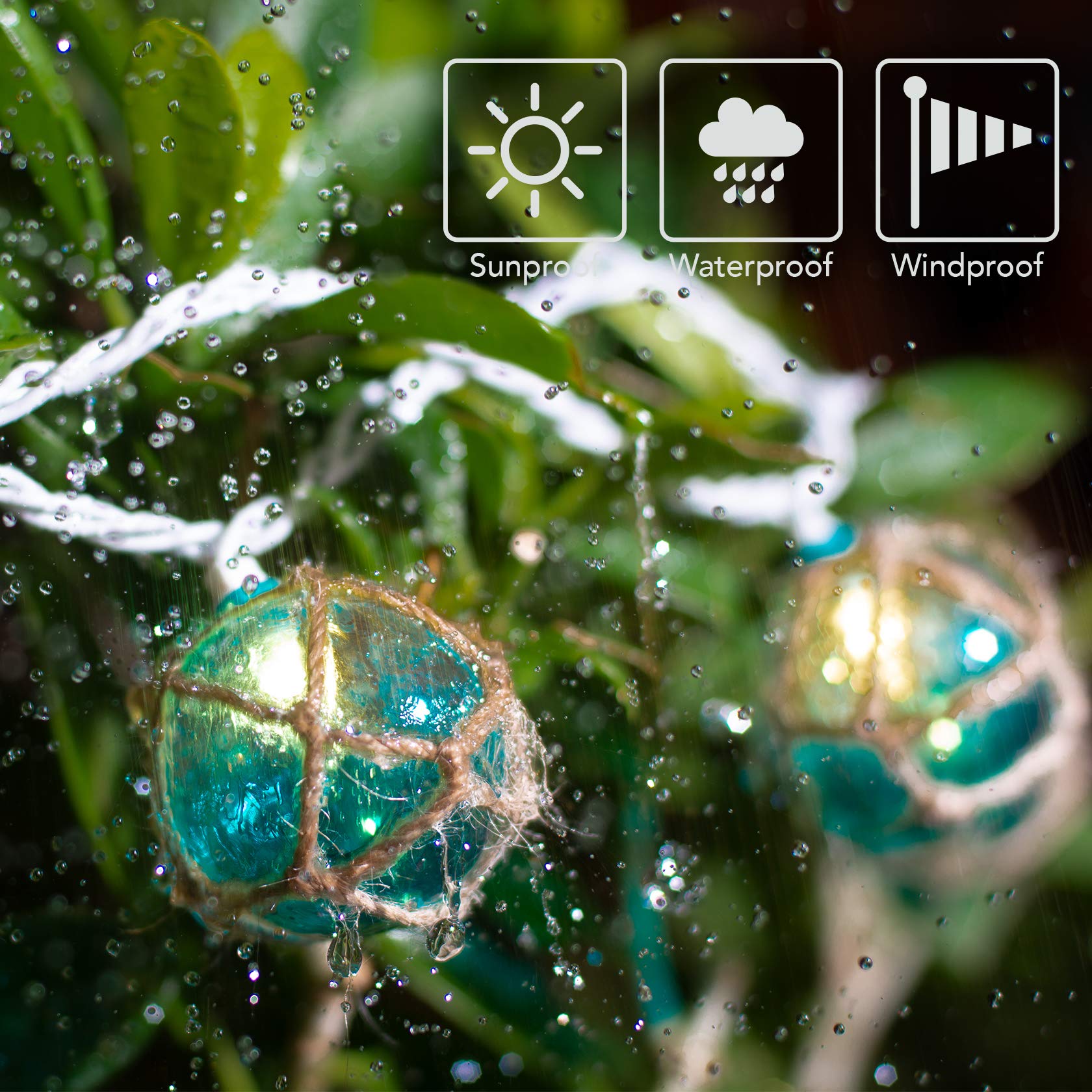 Nautical String Lights - Set of 10 Blue G50 Beach Fairy Lights for Ocean Themed Decor | Waterproof Fishing Lights Perfect for Coastal Room, Patio, Wedding & Outdoor Party Decorations