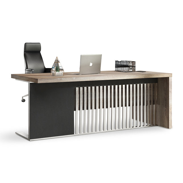 AFTAN Executive Desk with Pedestal & Left Mobile Return - 180cm Warm Oak & Black Finish - Perfect for Home Office, Corporate Workspace & Modern Business Interiors