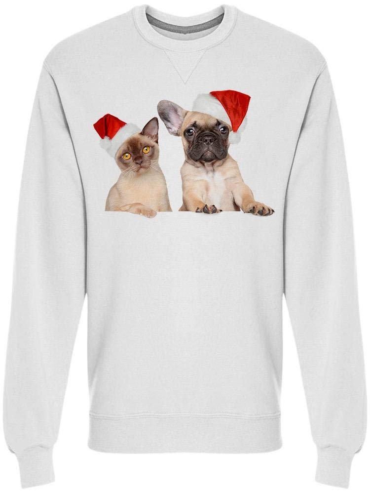 Christmas Cat and Dog Sweatshirt for Men - Festive Holiday Pet Lover Pullover - Perfect for Xmas Parties & Family Gatherings