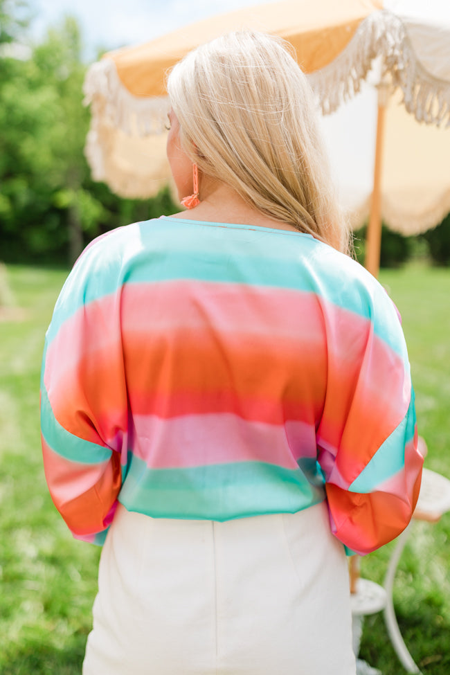 Final Bow Sunset Multi Satin Wrap Top - Women's Elegant Evening Blouse for Parties & Date Nights - FINAL SALE