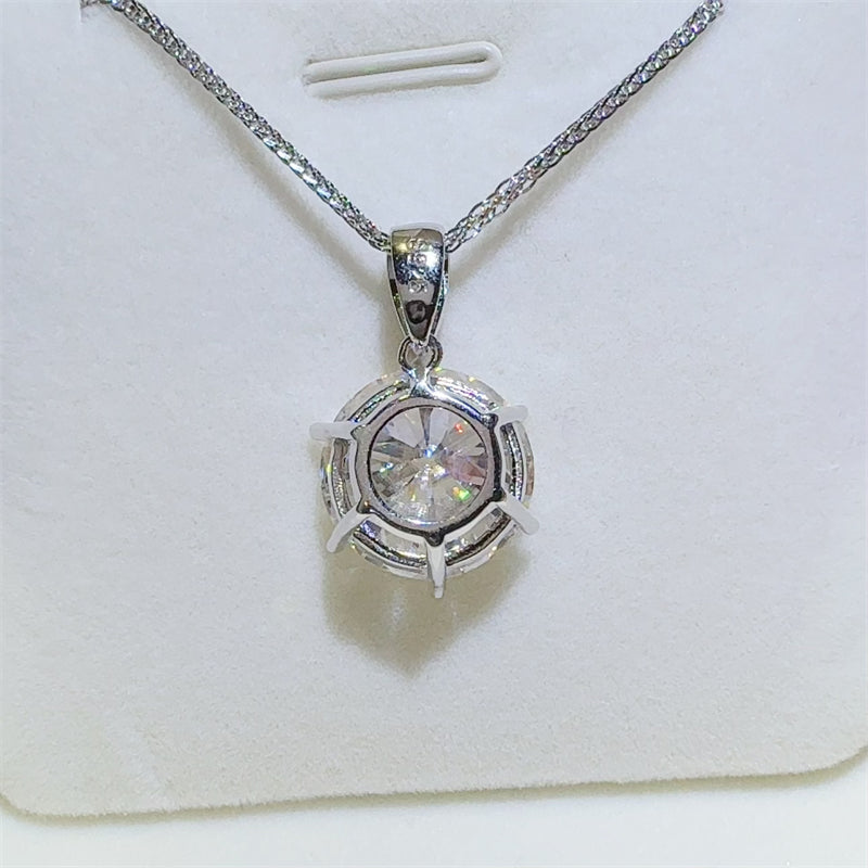 10 Carat Moissanite 925 Sterling Silver Pendant Necklace for Women - Elegant Jewelry Gift for Anniversary, Birthday & Special Occasions