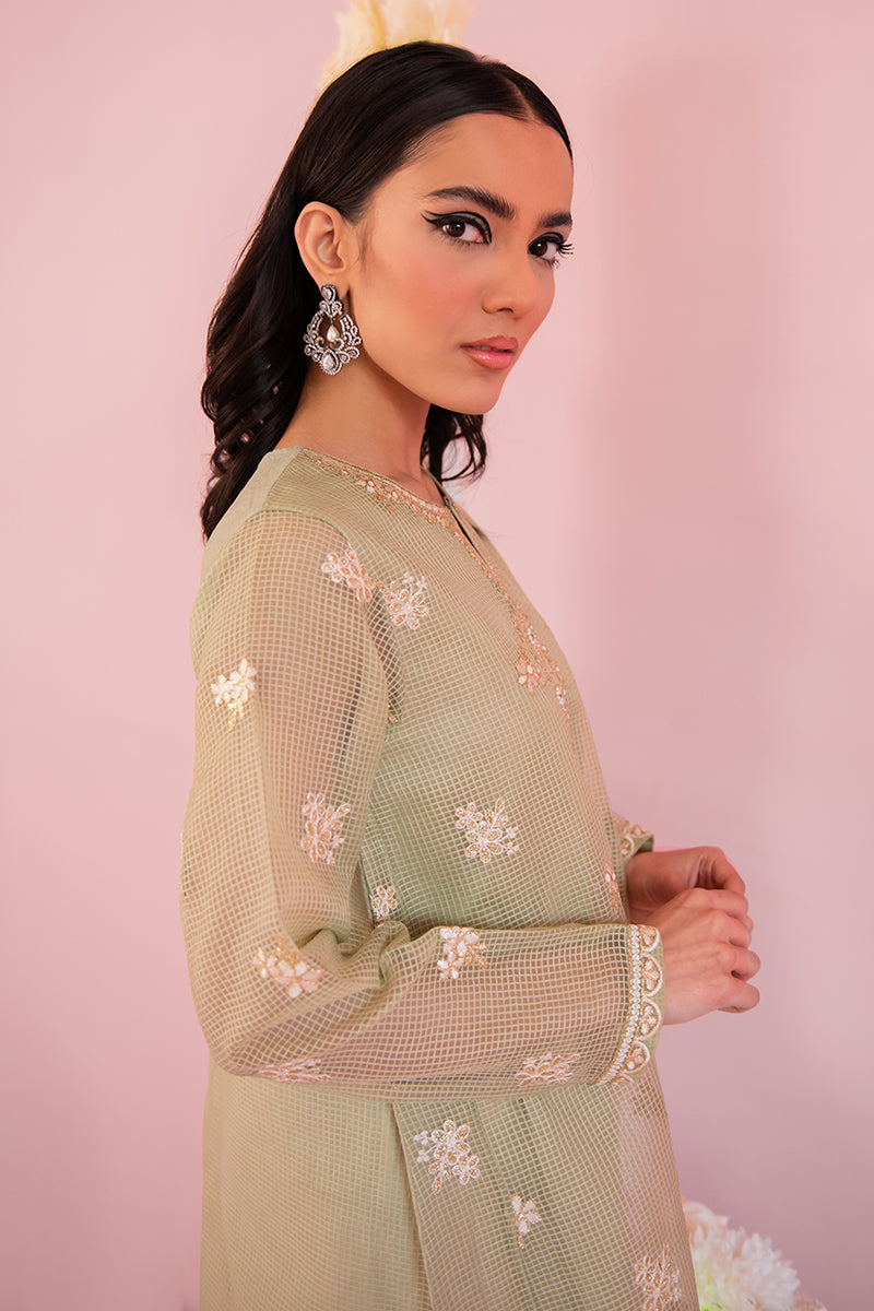 Stylish Green Beryl Embroidered Shirt for Women - Elegant Floral Design Casual Blouse - Perfect for Office, Party & Summer Outfits