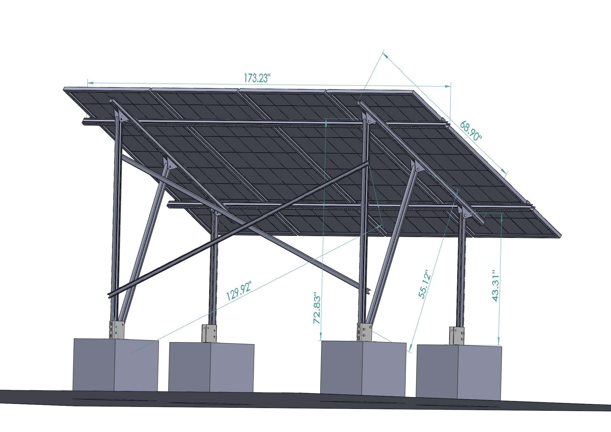 Elios Terra G4 Solar Panel Ground Mount System - Heavy Duty Racking for 4 Panels | Durable Outdoor Solar Array Installation Kit for Residential & Commercial Use | Perfect for Backyards, Farms & Off-Grid Applications
