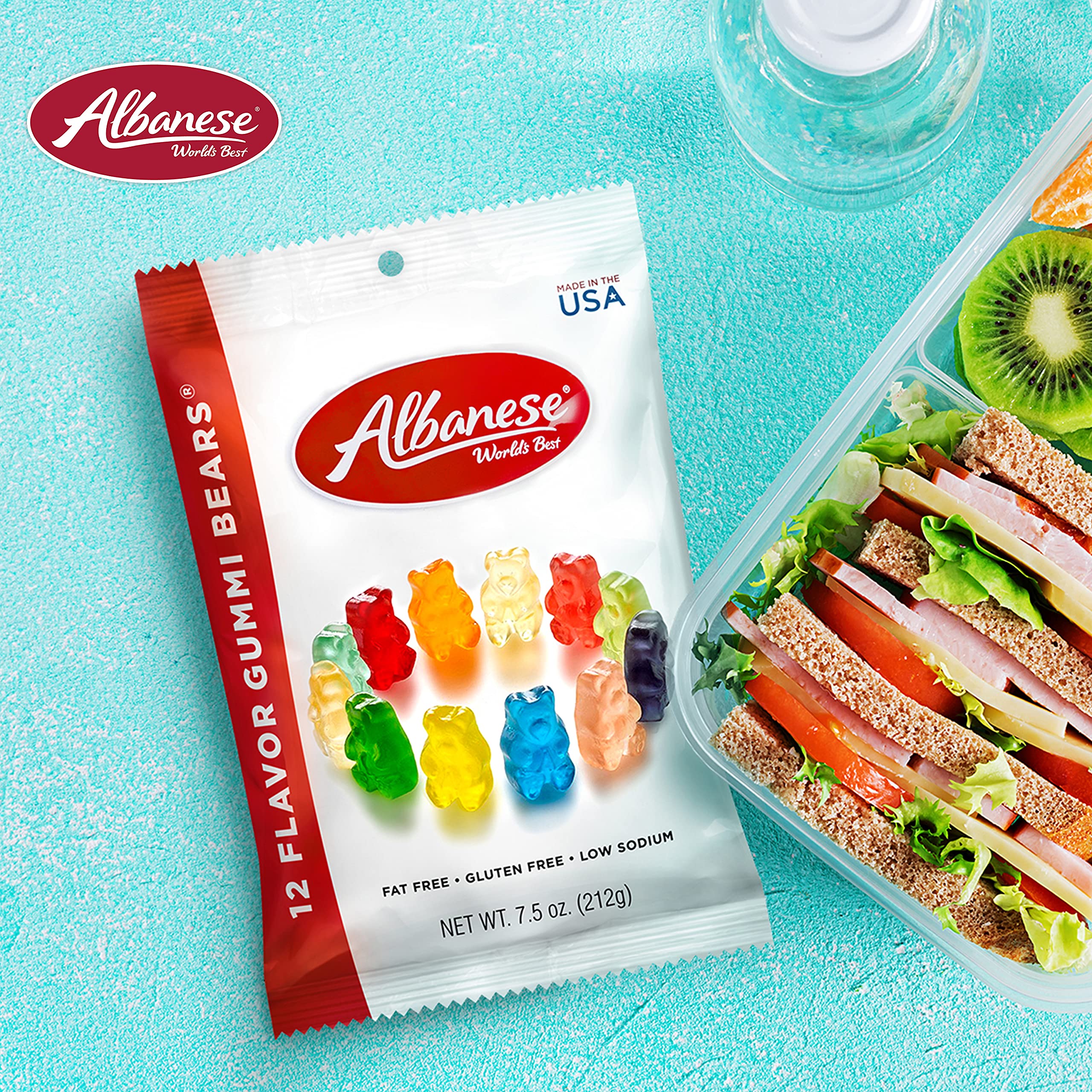 Albanese World's Best 12 Flavor Gummy Bears - 7.5oz Bag (Pack of 12) - Individually Wrapped Soft & Chewy Candy Snacks - Fruity Flavor Assortment - Perfect for Parties, Movie Nights & Office Treats