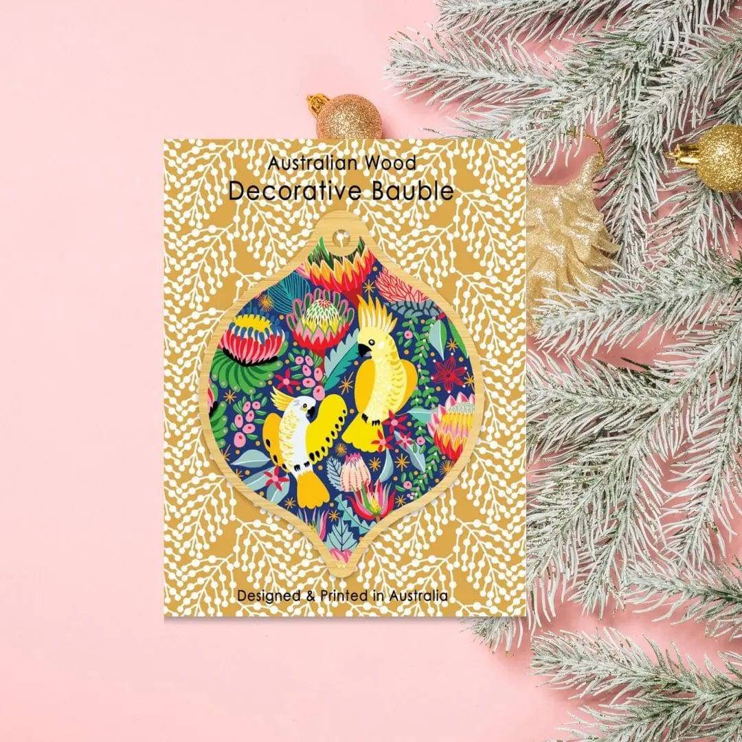 Handmade Australian Cockatoo Wooden Christmas Ornament - Unique Bird-Themed Holiday Decoration for Tree, Gift & Home Decor