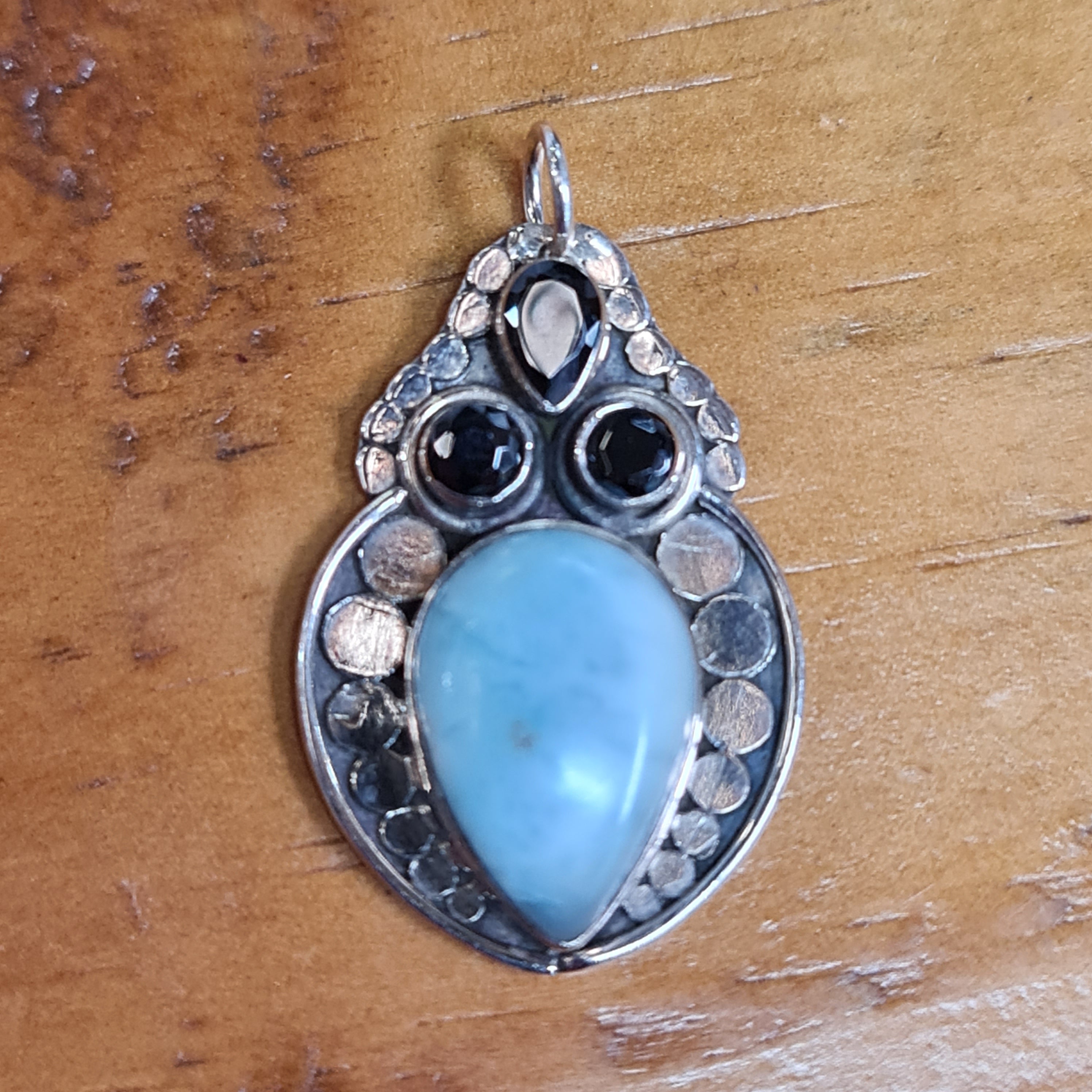 Authentic Larimar Pendant in 925 Sterling Silver - Elegant Handmade Jewelry for Women, Perfect Gift for Birthdays & Anniversaries