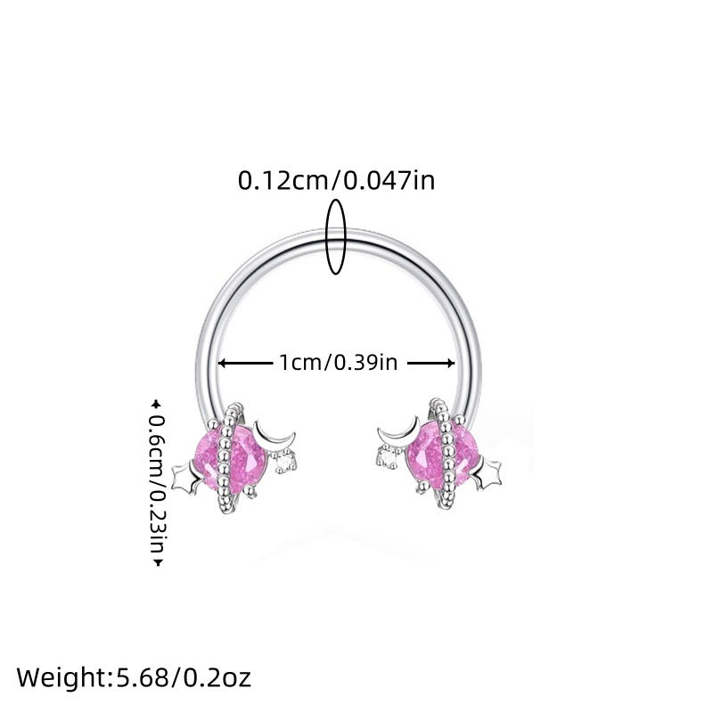 16G Surgical Steel Heart Horseshoe Circular Barbell - Body Jewelry for Cartilage, Lip, Nose Piercing | Perfect for Everyday Wear, Parties & Alternative Fashion | B2017