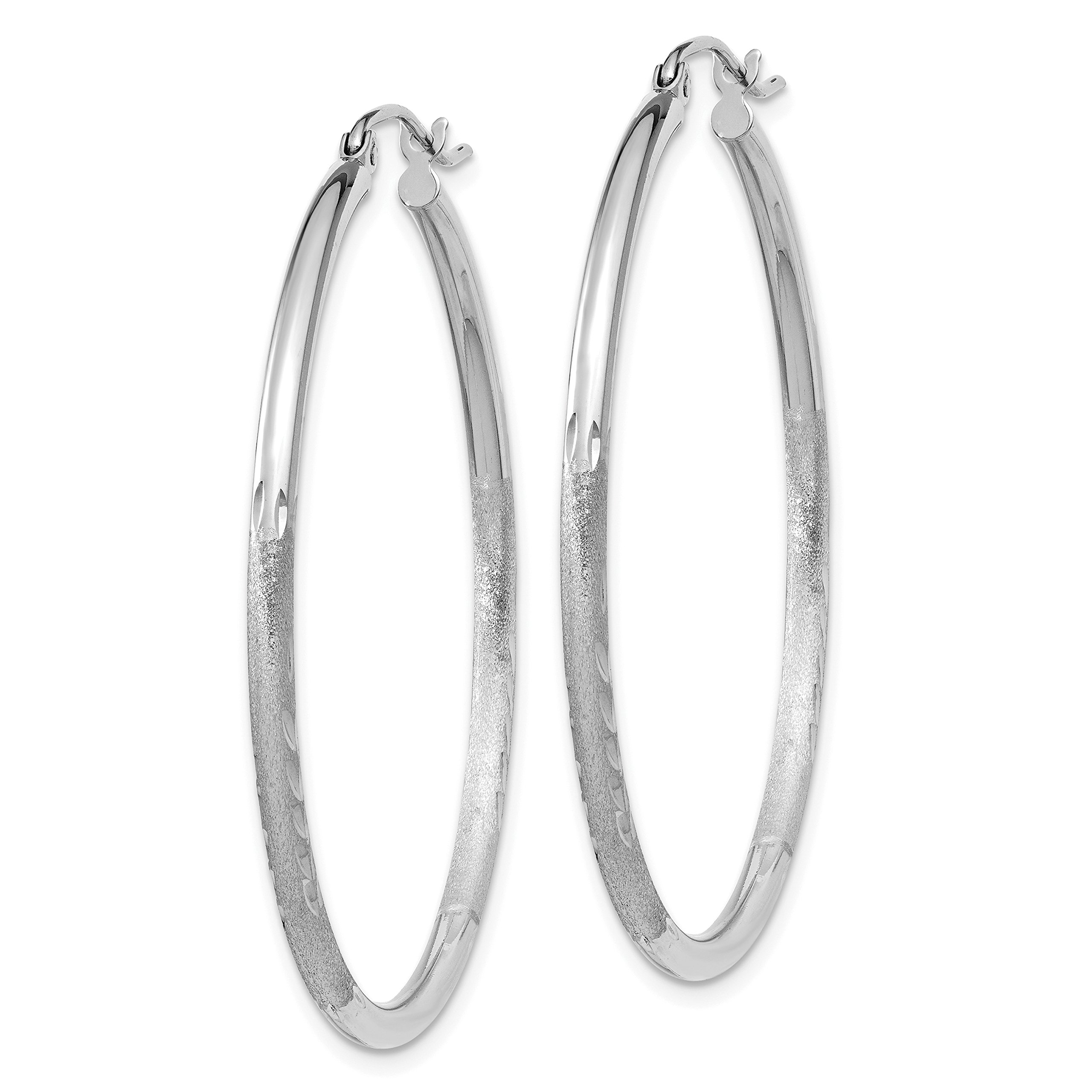 14K Solid White Gold 2mm Round Large Hoop Earrings for Women - Minimalist Dainty Everyday Jewelry - Perfect for Work, Date Night & Special Occasions