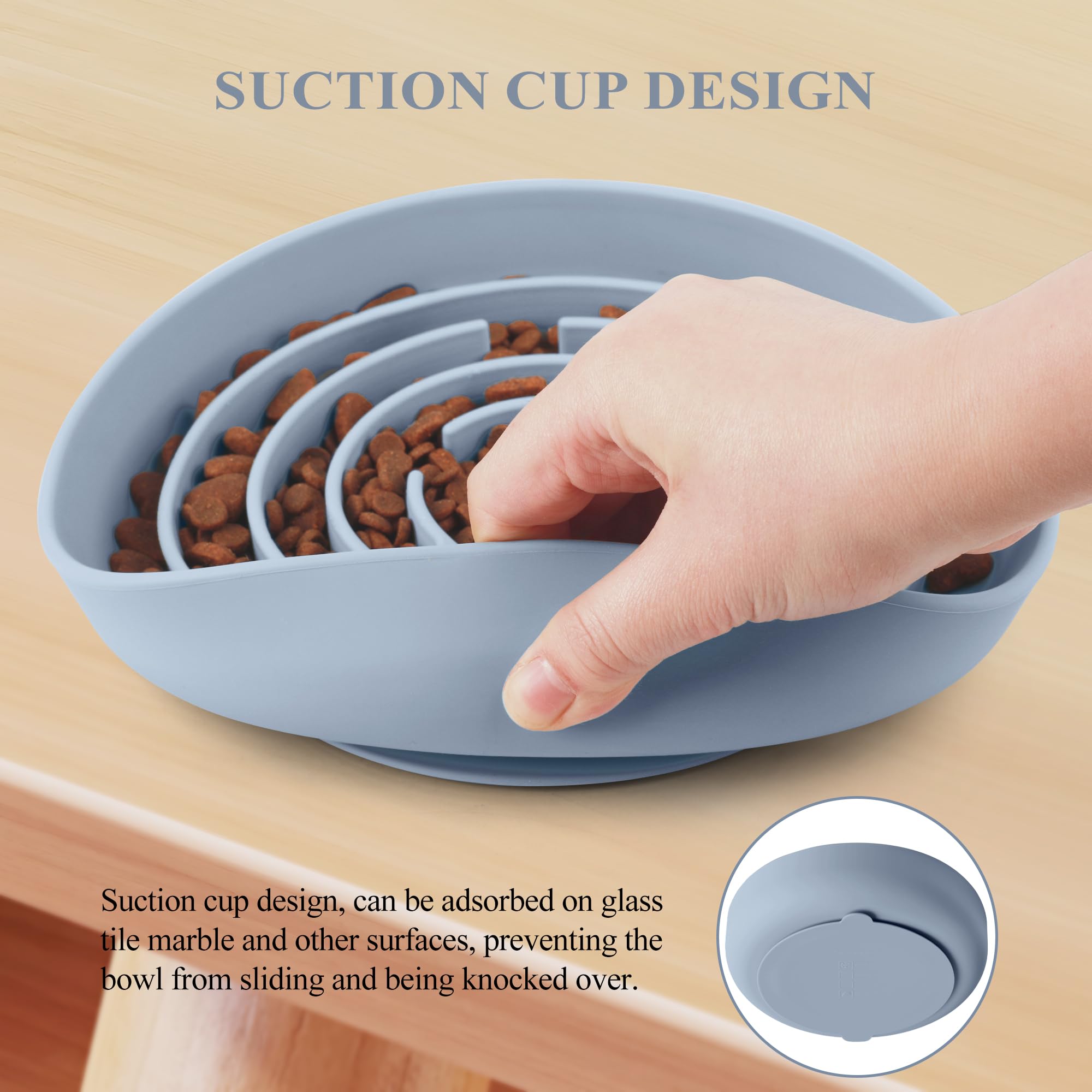 Coomazy Slow Feeder Dog Bowl - Non-Slip Silicone Pet Food Dish for Small & Large Dogs, BPA Free, Light Blue - Perfect for Fast Eaters & Mealtime Enrichment