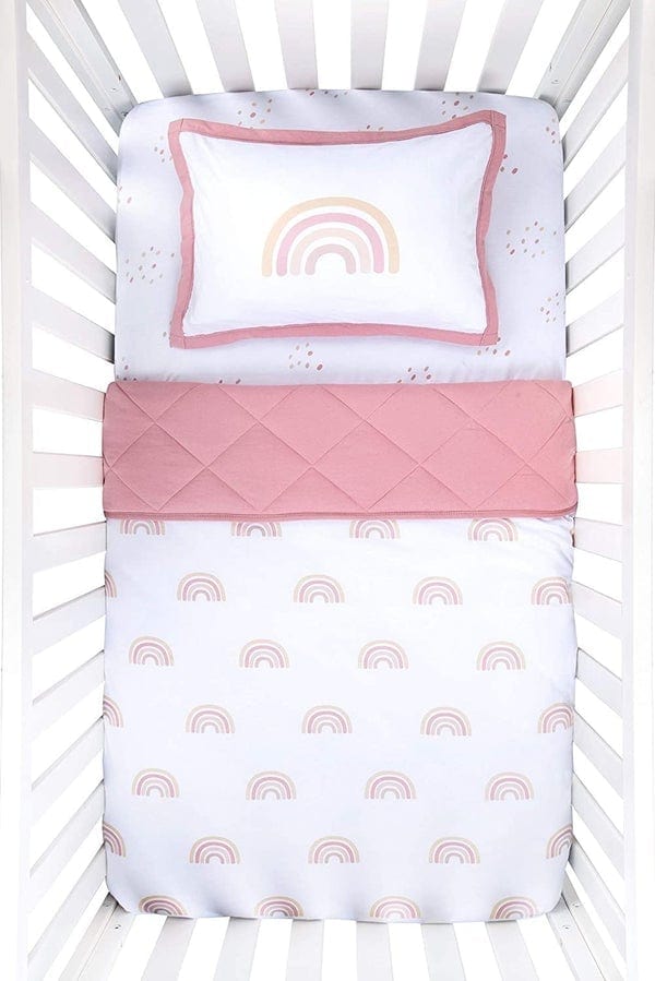 Elys & Co 4-Piece Baby Crib Bedding Set - Soft Cotton Crib Sheets, Fitted Crib Skirt, Bumper Pads - Perfect for Nursery Decor & Newborn Sleep Comfort