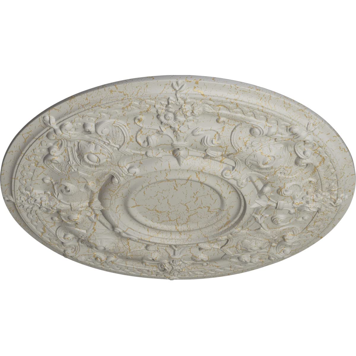 Ekena Millwork Oslo 28 Inch Ceiling Medallion - Hand Painted Cream Crackle Finish, 28 1/8