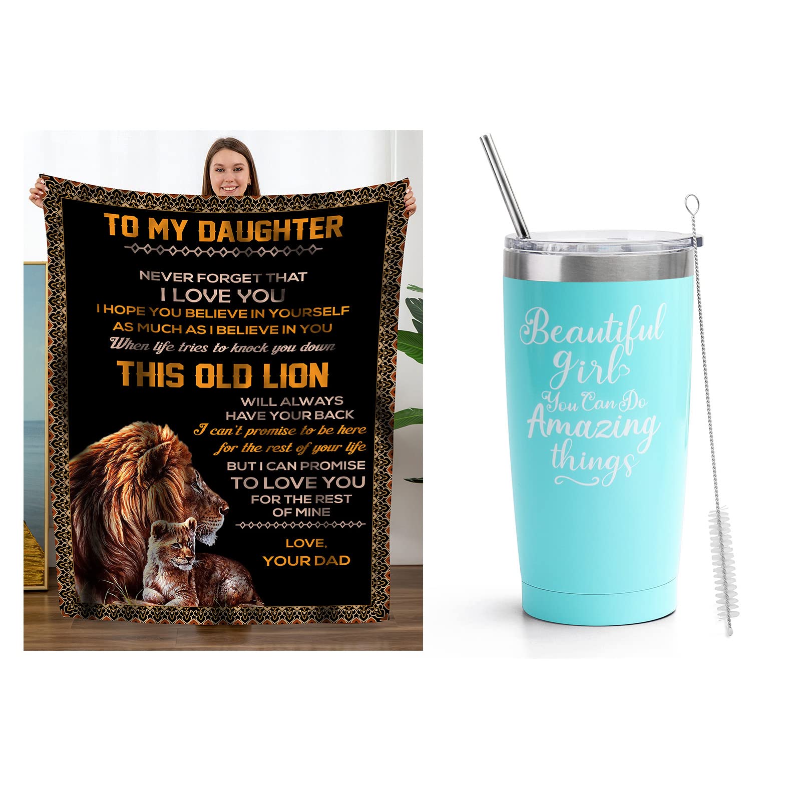 Personalized Daughter Gifts from Dad - Soft Fleece Blanket for Birthday, Thanksgiving & Graduation | Thoughtful Present for Girls, Women | Perfect for Bedroom, Dorm Room & Cozy Family Moments