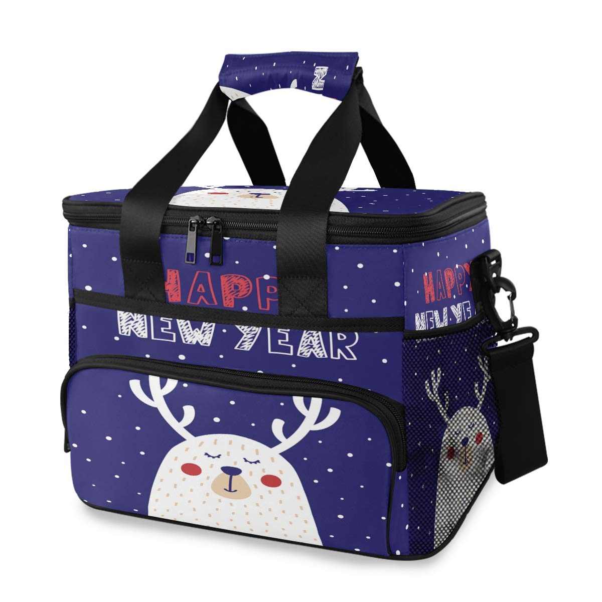 ALAZA Large Insulated Cooler Bag for Lunch - Leakproof Christmas Deer Design, Perfect for Outdoor Travel, Hiking, Beach Picnics & Camping Trips