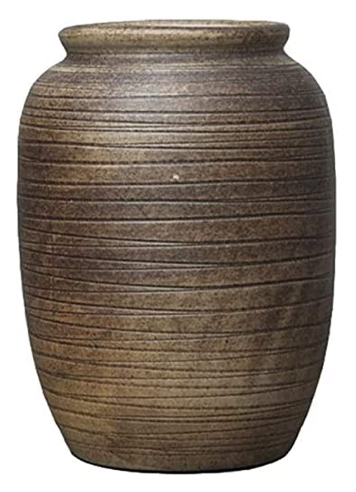 Handiya Brown Stoneware Ceramic Vase - Small Striped Flower Vase for Home & Office Decor, Table Centerpiece, Floral Arrangements (Size B) | Perfect for Living Room, Dining Table, Wedding Decor & Gift Ideas