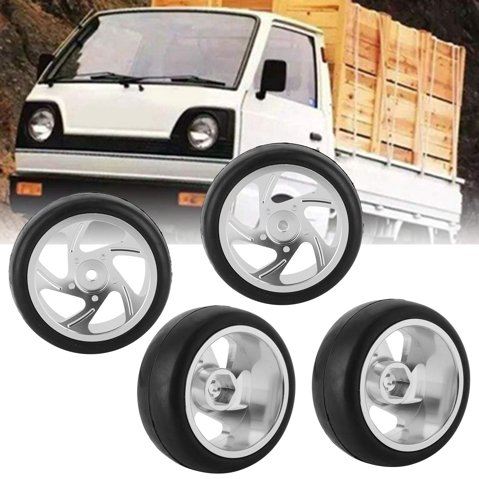 Dilwe 63MM RC Tires - Metal Wheel Hub Rubber Tires with Adapter for WPL D12 RC Truck | Durable Off-Road Remote Control Car Wheels | Perfect for Crawling, Rock Racing & Outdoor RC Adventures