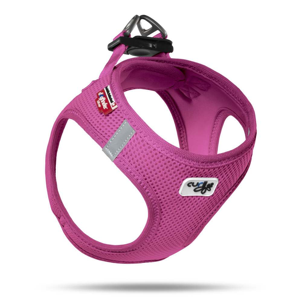Curli Vest Harness with Curli Clasp - Air Mesh Dog Harness in Fuchsia Pink for Small to Medium Dogs - Perfect for Walking, Running & Outdoor Adventures