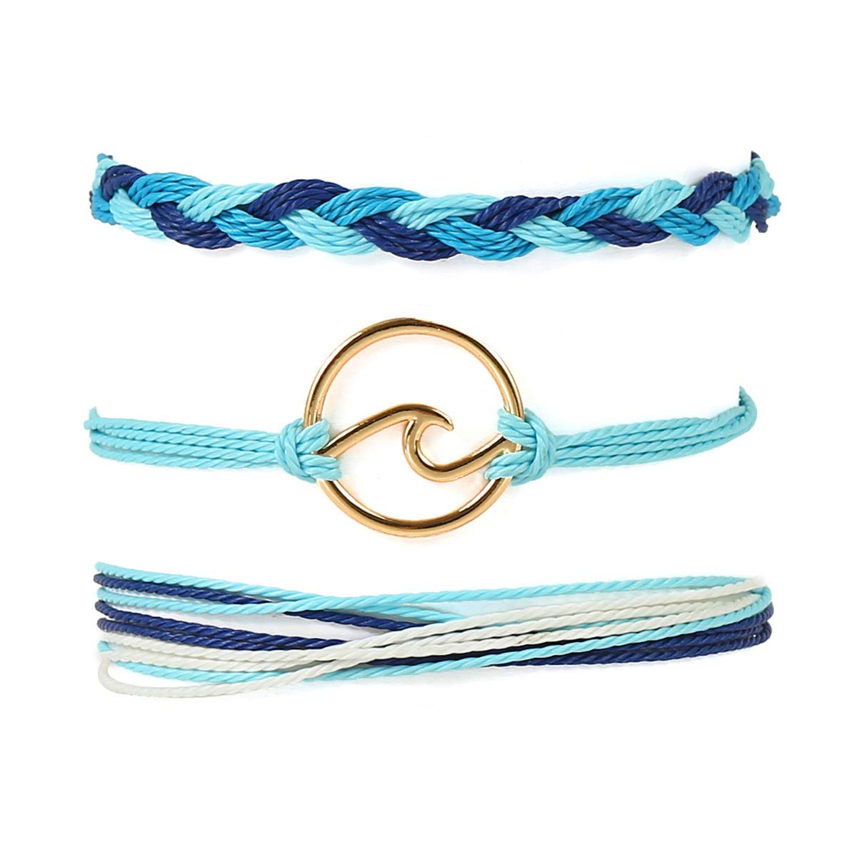 Starain Adjustable Braided Surf Bracelets for Women - Waterproof Boho Handmade Wave String Bracelet Set - Perfect for Beach, Surfing, Yoga & Summer Fashion Accessories