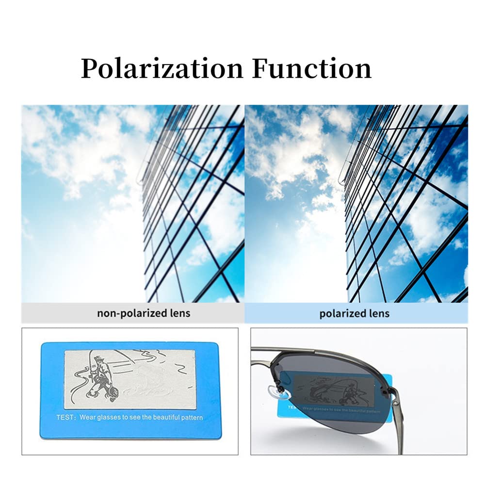 Polarized Aviator Sunglasses for Men - UV 400 Protection, Rimless Mirrored Lenses, Large Frame - Perfect for Driving, Outdoor Activities & Fashion Accessories