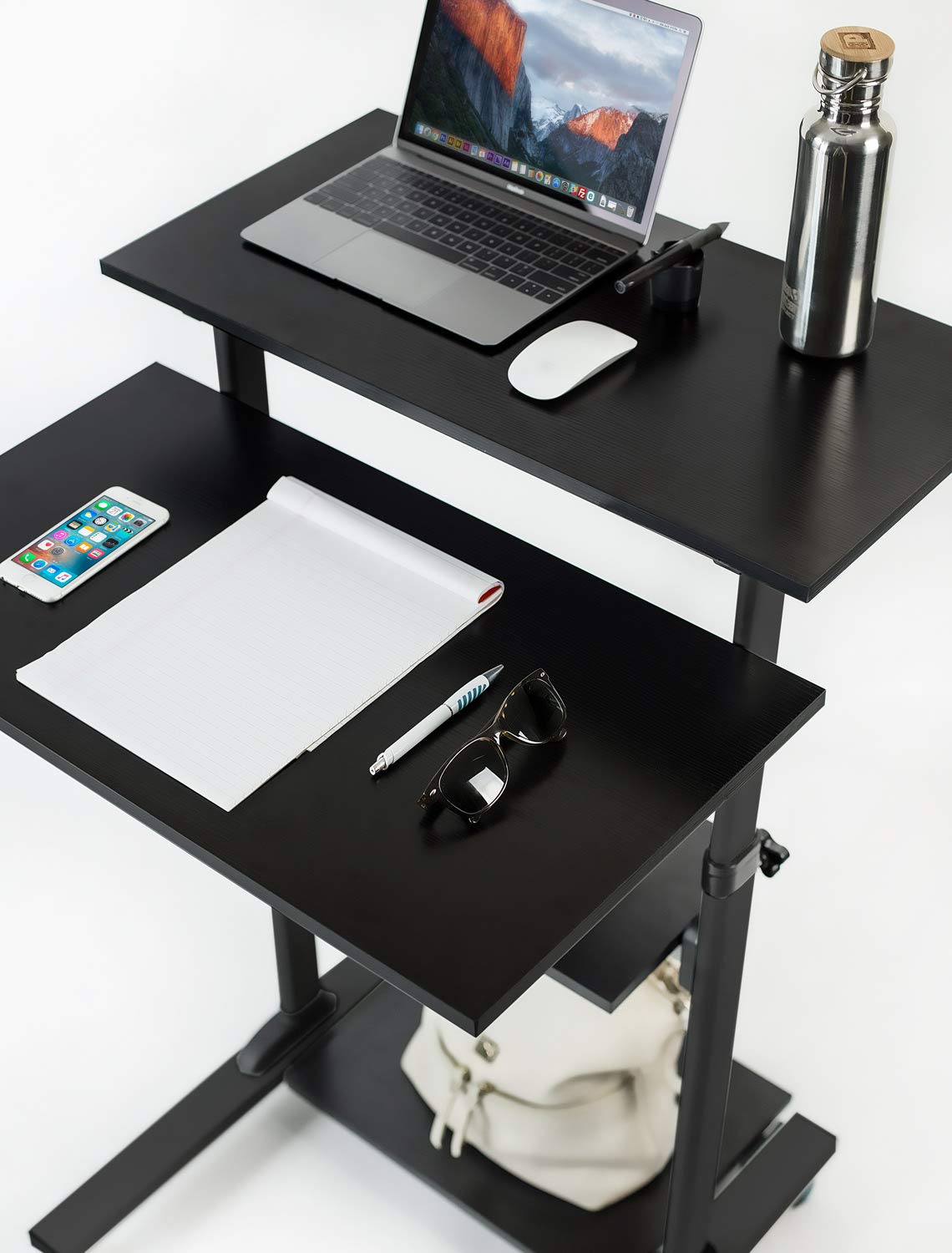 Mount-It! Adjustable Mobile Standing Desk Cart with Locking Wheels - 27.5