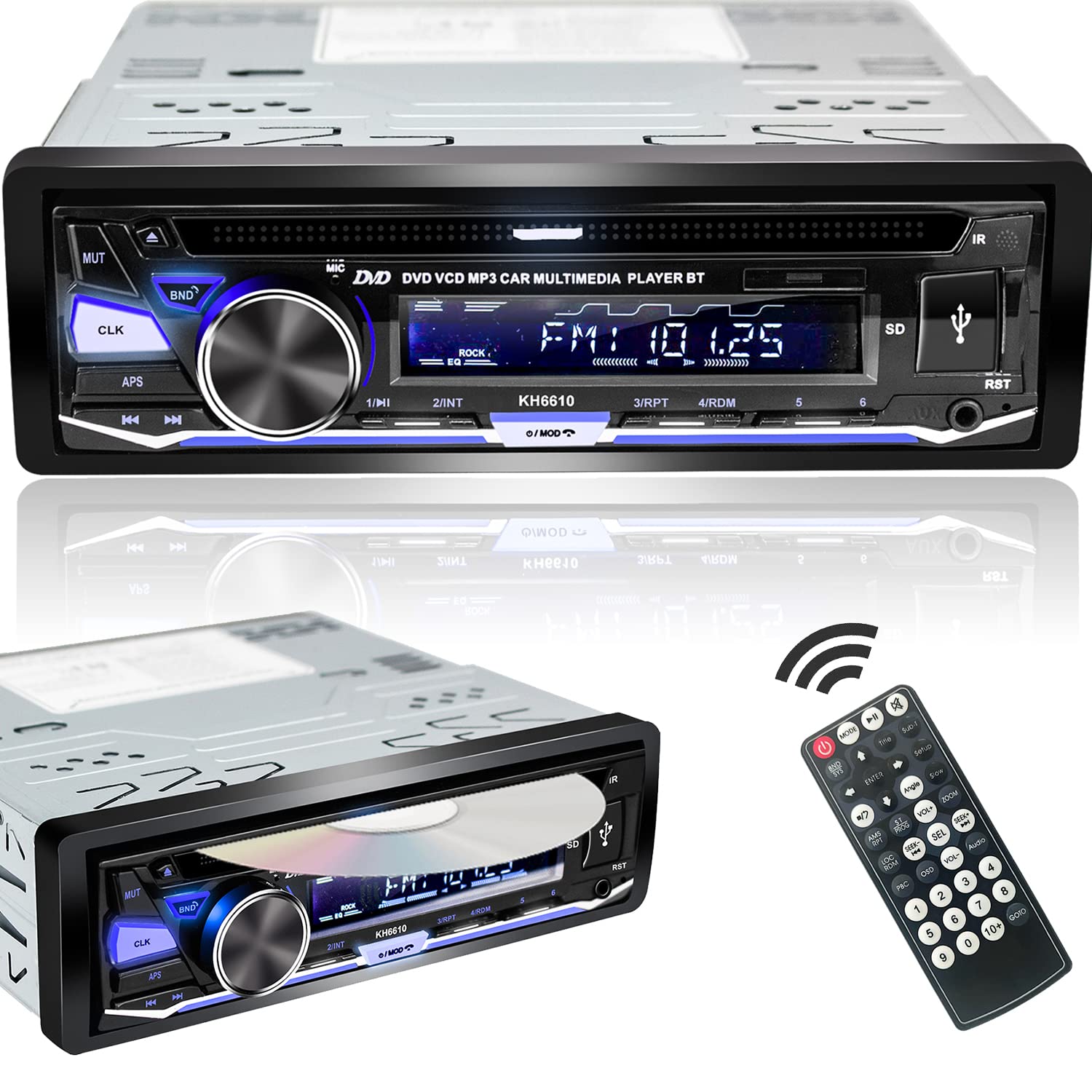 Alondy Single Din Car Stereo with CD/DVD Player, Bluetooth, FM/AM/RDS Radio, USB/SD/AUX Input - In-Dash Multimedia Receiver for Cars & Trucks - Perfect for Road Trips & Daily Commuting