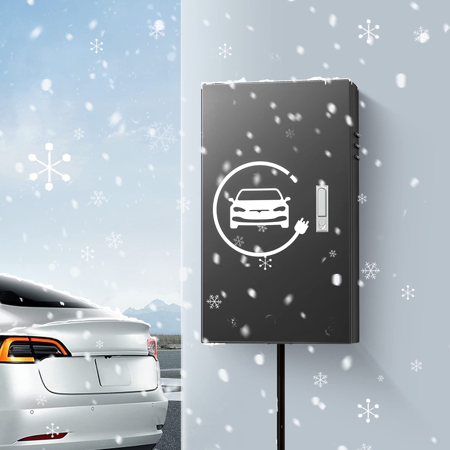 BMZX Tesla Charger Station Box - IP66 Waterproof & Dustproof Metal Enclosure for Tesla Gen 3 Wall Connector - Cable Organizer for Indoor & Outdoor Use - Perfect for Garage, Driveway and EV Charging Station Protection