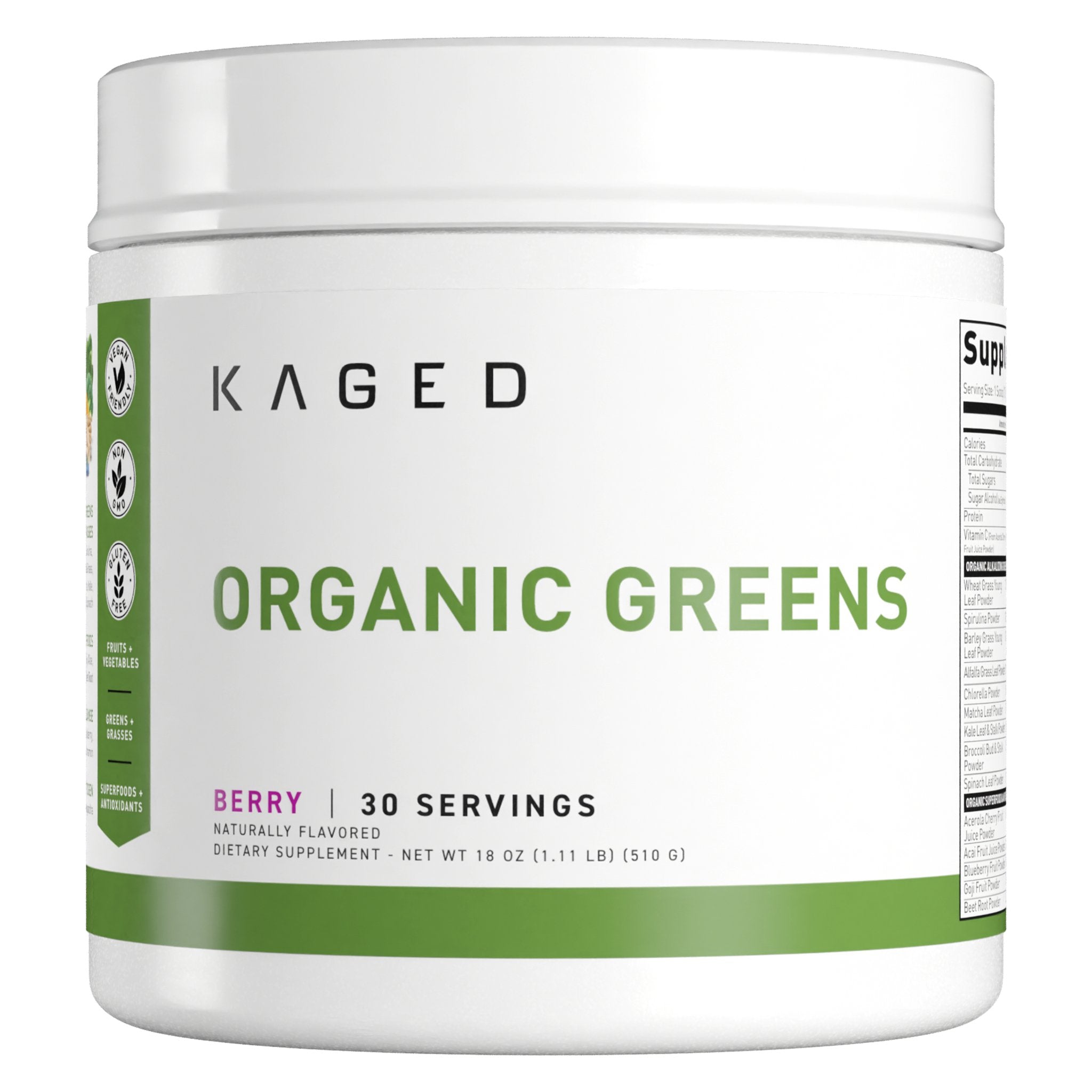 KAGED Organic Superfood Greens Powder - Vegan, Gluten-Free & Non-GMO for Energy & Digestion | Perfect for Smoothies, Juices & Daily Nutrition Boost