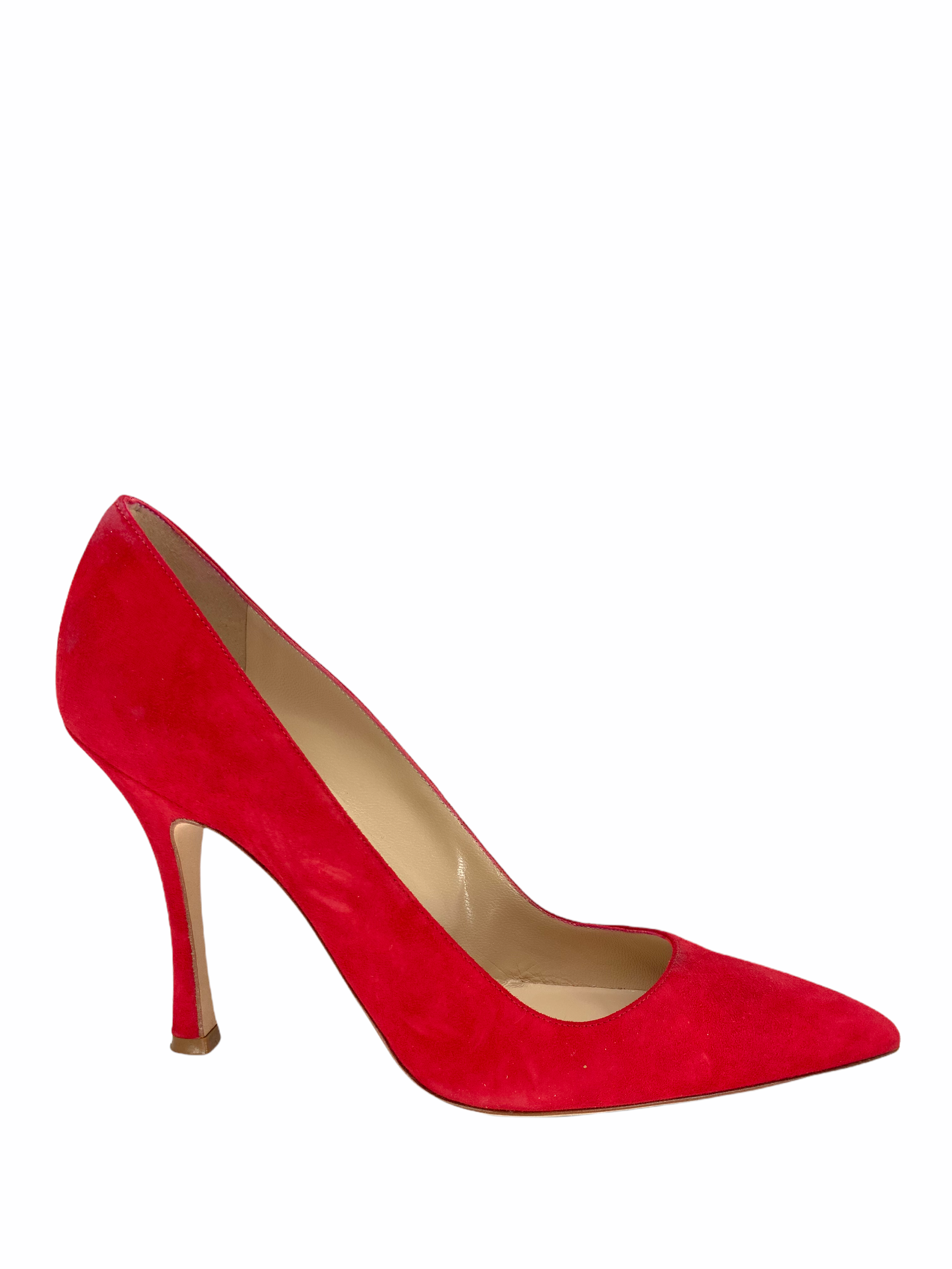 Manolo Blahnik Suede BB Pumps Women's Heels Size 7.5 - Elegant Pointed Toe Shoes for Weddings, Parties & Office Wear