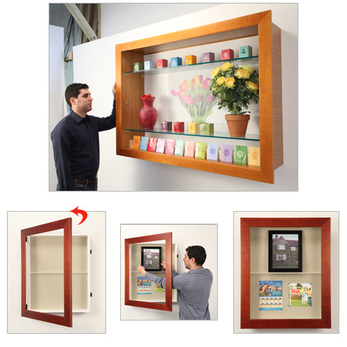 36x84 Wide Wood Framed Shadow Box Display Case with 6 Deep Glass Shelves - Perfect for Collectibles, Memorabilia, and Home Decor Showcase