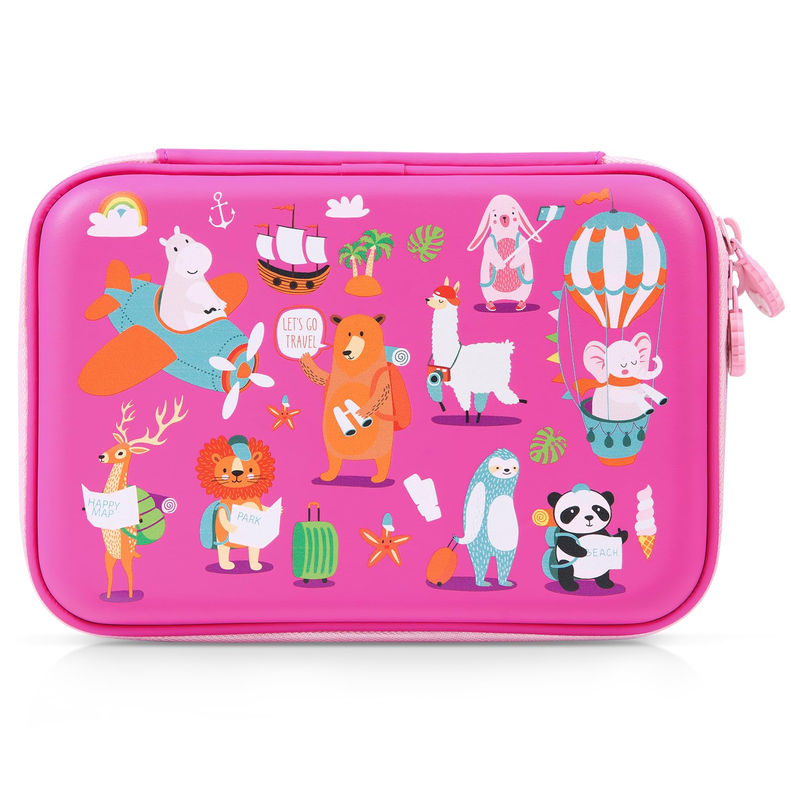 Rockpapa Kids Travel Pencil Case - Cute Animal Designs for School & Travel