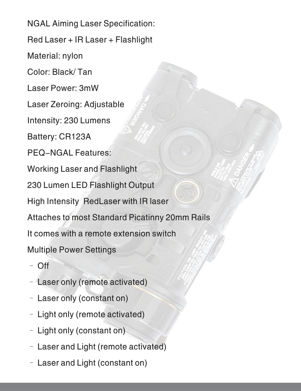 FMA PEQ NGAL Mini IR Laser Sight with Red Laser & White LED Flashlight - Under 5mW Output for Airsoft AEG GBB CQB | Tactical Training & Night Operations Accessory