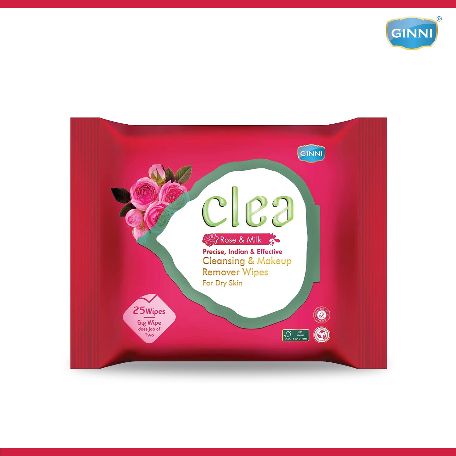 Clea Rose & Milk Moisturizing Facial Cleansing Wipes - Makeup Remover & Face Cleanser (25+10+8 Count, 3-Pack) | Travel, Gym & Daily Skincare Routine