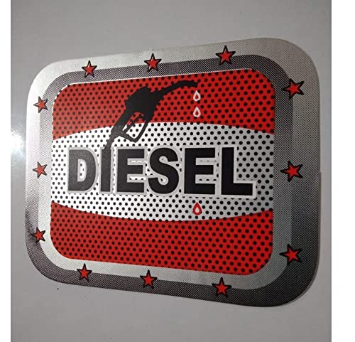 AUTONEST Diesel Car Fuel Lid Decal Sticker - Black, Red & Grey Square Badge (14.5cm x 14.5cm) for Renault Triber - Waterproof Vinyl Decal for Fuel Door Customization & Car Accessorizing