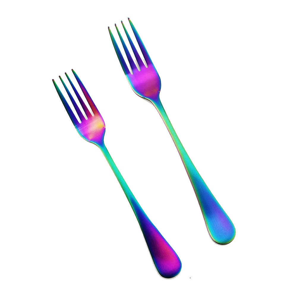 Gugrida 20-Piece Matte Rainbow Silverware Set - 18/10 Stainless Steel Flatware Cutlery with Steak Knife, Fork & Spoon - Durable Matte Metal Utensils for Dining, Kitchen & Party Use