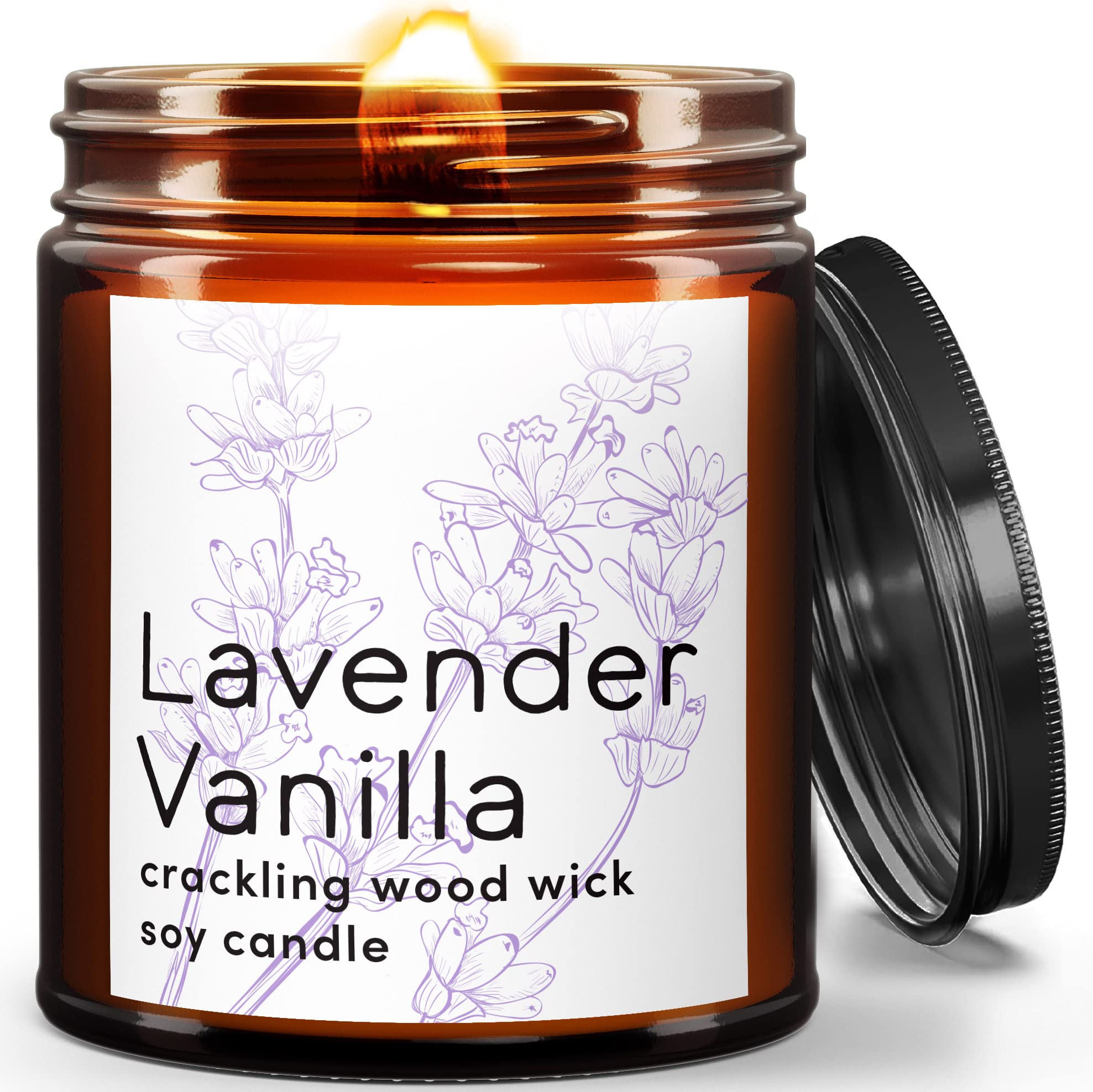 Wood Wicked Scented Candles - All Natural Lavender Vanilla Soy Wax Candles for Home, Crackling Aromatherapy Candles | Non-Toxic, Organic Gifts for Women & Men | Perfect for Relaxation, Meditation & Romantic Ambiance