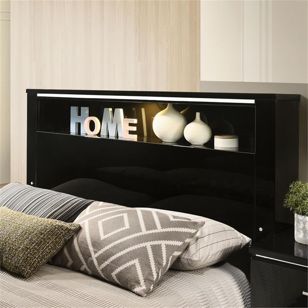 Furniture of America FOA Ryant Contemporary 3-Piece Black Wood Bedroom Set - King Size Bed Frame with 2 Nightstands for Modern Master Bedroom Decor
