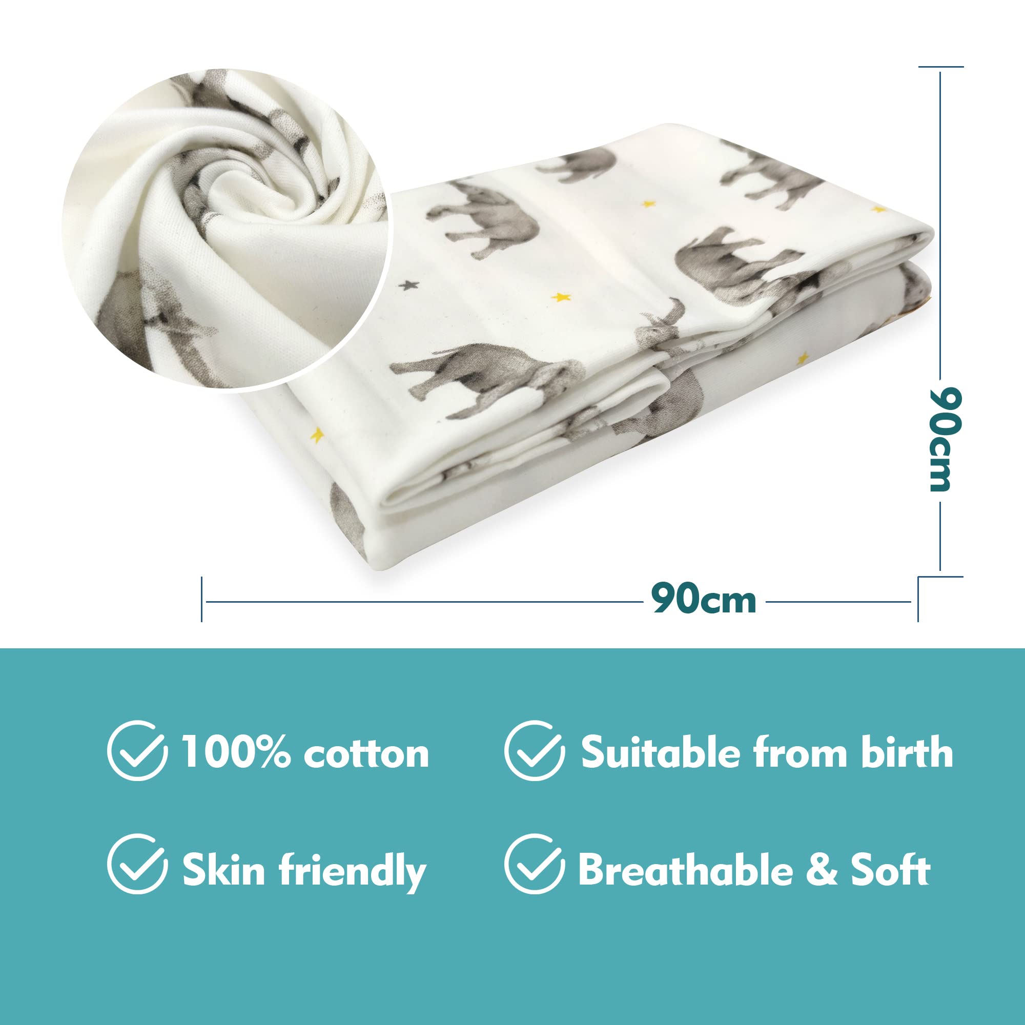 6 Pack 100% Cotton Newborn Swaddle and Hat Set - Soft Muslin Baby Blankets 35