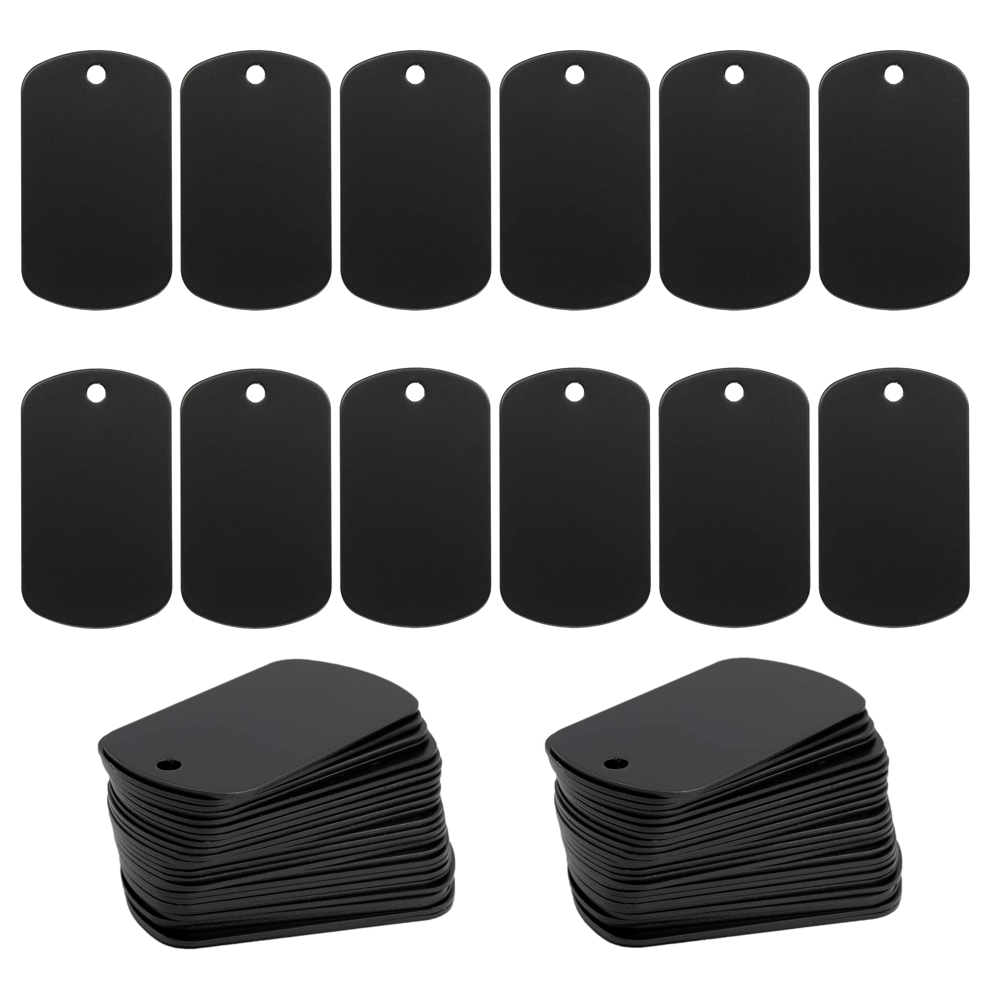 StayMax 100 Pack Black Anodized Aluminum Engraving Tags - Durable Stamping Blanks for Jewelry Making, Keychains & DIY Crafts (Perfect for Personalization & Gift Giving)