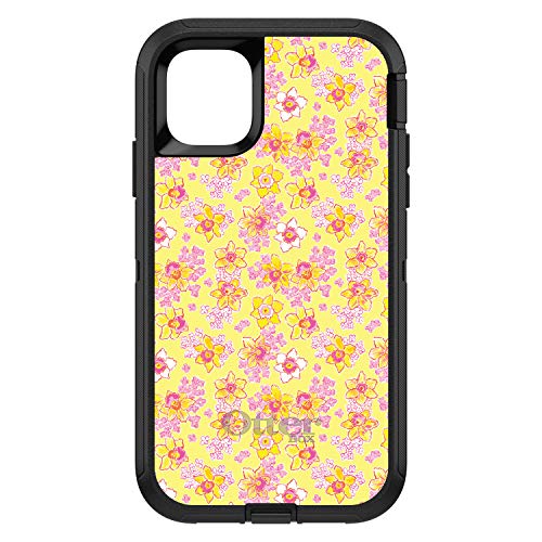 Preppy Pattern - Pink Yellow White Flowers Floral On Black Case