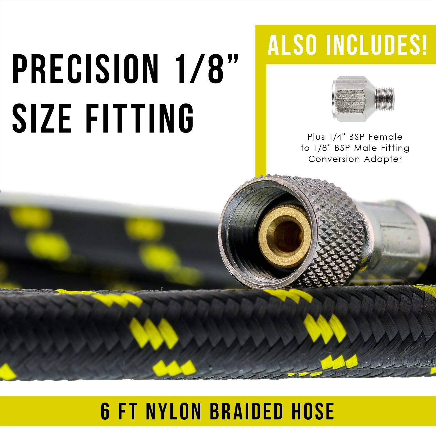 Premium 10-Ft Braided Airbrush Hose with 1/8