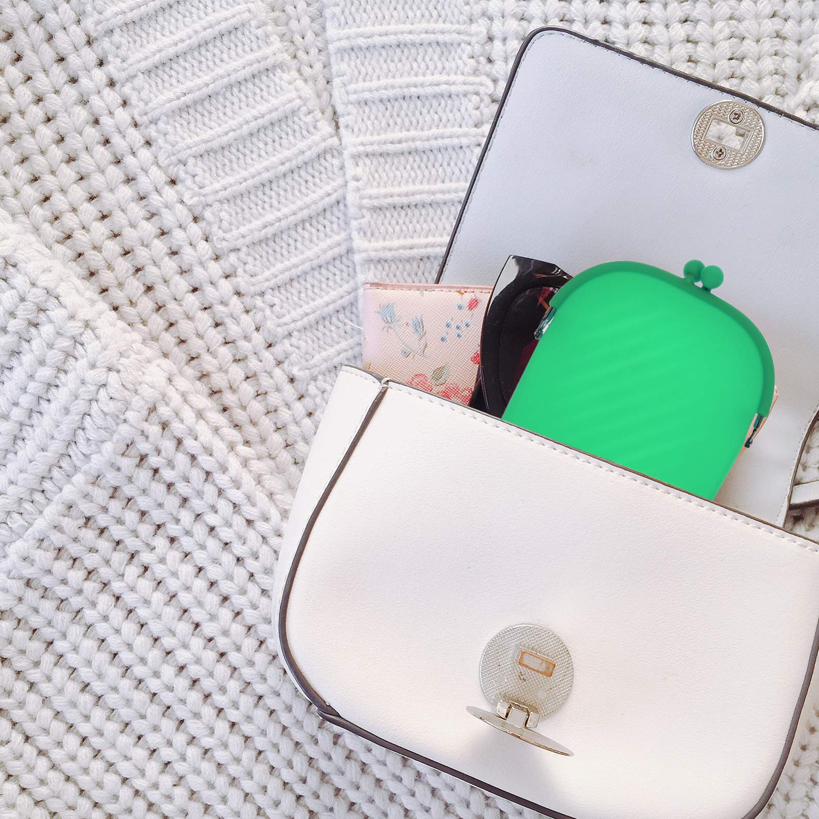 SOIMISS Silicone Coin Purse - Small Cash Change Wallet with Zipper | Multifunctional Mini Cosmetic Bag for Makeup, Coins & Essentials | Compact Travel Organizer for Women & Girls (White) - Perfect for Everyday Use, Traveling, Shopping & Gift Giving