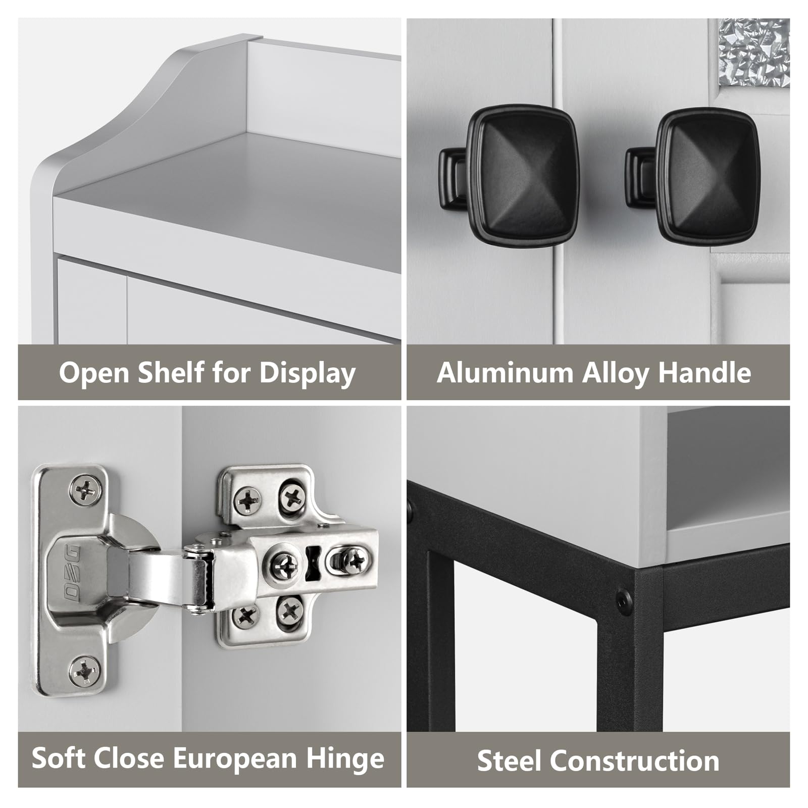 Over The Toilet Storage Cabinet with Double Doors - Bathroom Organizer Shelf with Soft Hinges, Space-Saving Above Toilet Storage Unit (Gray) - Perfect for Small Bathrooms, Apartments & Dorm Rooms