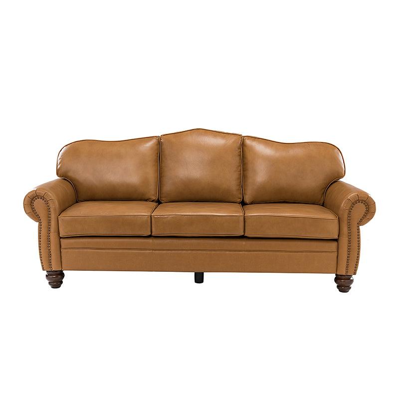 Flavio 81 Genuine Leather Sofa - Premium Full Grain Leather Couch for Living Room, Lounge & Office - Comfortable Modern Sectional Sofa with Sturdy Wood Frame