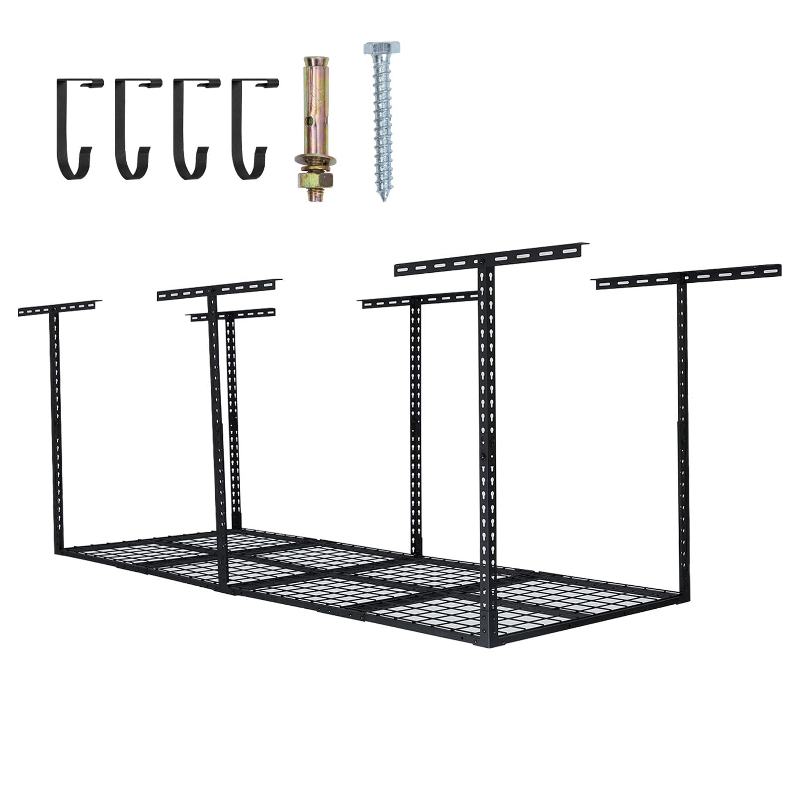 Heavy Duty Garage Ceiling Storage Racks - 96'' x 36'' Adjustable Cold Rolled Steel Overhead Organizer for Home, Warehouse & Workshop Organization