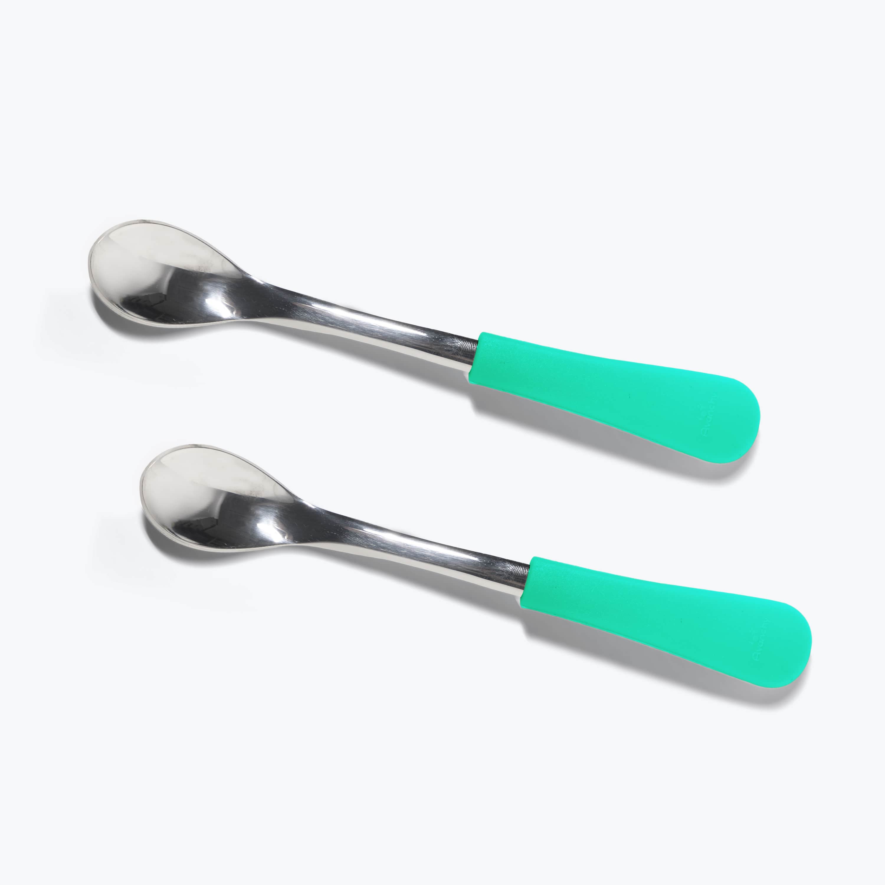 Avanchy Stainless Steel Baby Spoons for Infants & Toddlers - BPA-Free, Eco-Friendly, Pack of 2 - Green Color - Perfect for First Foods, Baby-Led Weaning & Travel Feeding