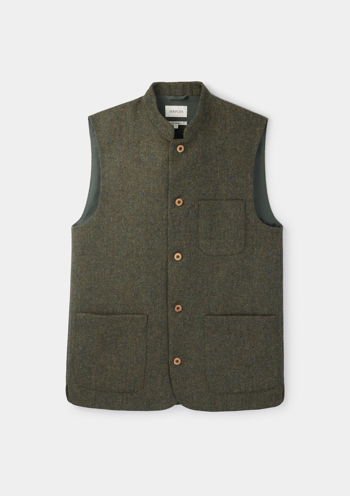 Stylish Green Herringbone Tweed Nehru Waistcoat for Men - Vintage Formal Vest for Weddings, Business & Special Occasions