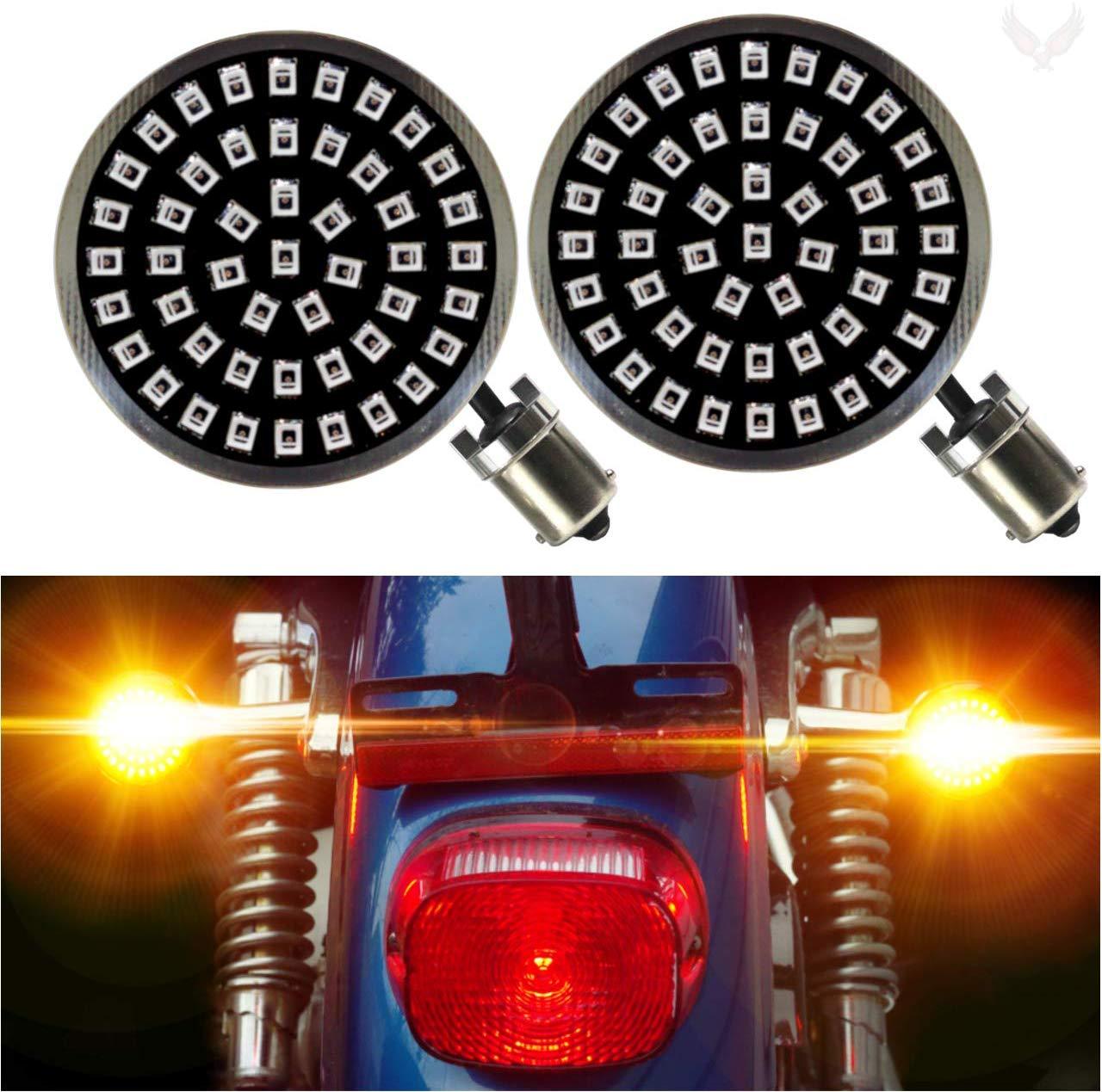 Eagle Lights Midnight Edition Gen II Amber LED Premium Rear Turn Signals - 1156 Base - High Visibility for Motorcycles, Trucks & Off-Road Vehicles